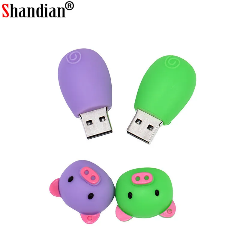 SHANDIAN Pen Drive Cartoon Pink Pig Pendrive 4GB 8GB 16GB 32GB 64GB Usb Flash USB 2.0 Memory Stick Disk on key Gift | Компьютеры и
