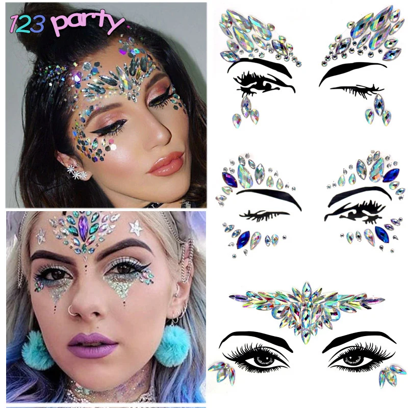 Временные стразы Блестящие Татуировки наклейки на лицо драгоценные камни