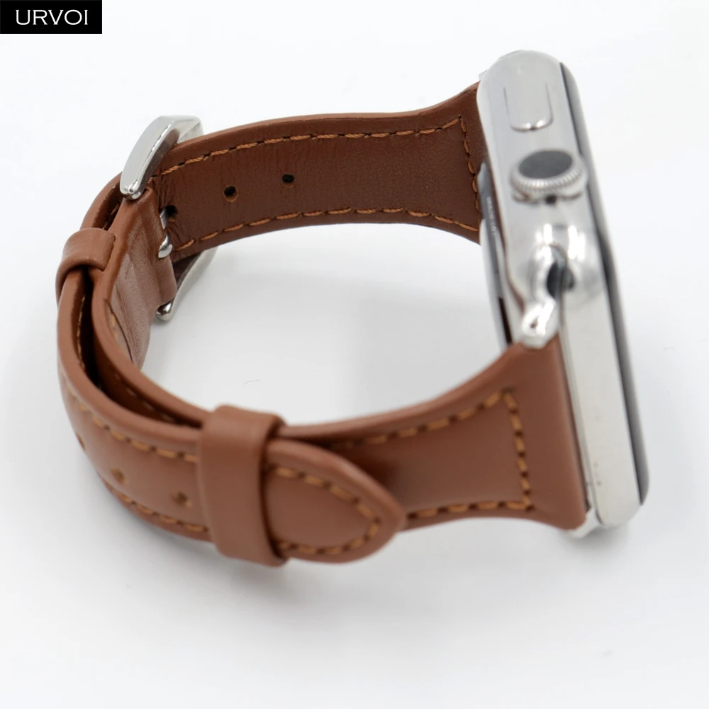 URVOI тонкий ремешок для наручных часов Apple Watch, версии 5/4 3/2/1 пояса из натуральной кожи swift кожаный ремешок для наручных часов iWatch, наручные часы Современный для маленьких девочек с рисунком в стиле ремень