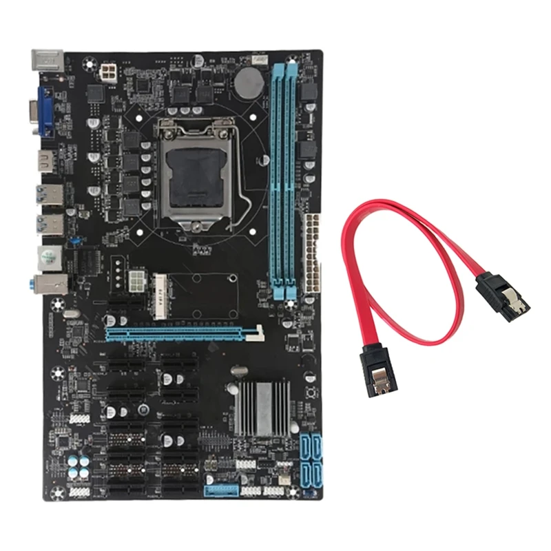 

B250 BTC Майнер материнская плата с SATA кабелем LGA1151 2XDDR 4 RAM SATA3.0 USB3.0 12 PCI-E графический слот Биткоин материнская плата