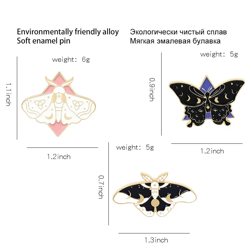 

Moth Insect Animal Enamel Needle Butterfly Stars Moon Milky Way Brooch Clothes Lapel Backpack Pin Badge Jewelry Gifts For Friend