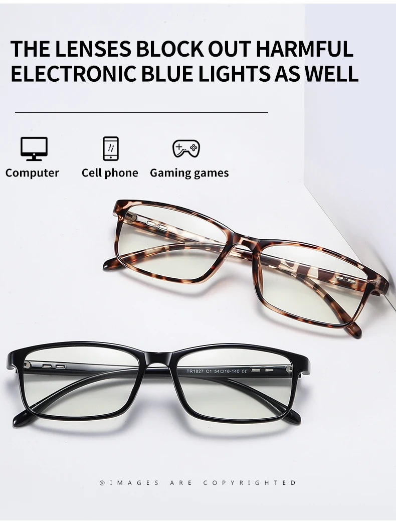 

blue light glasses Color Changing Anti Blue Glasses Men's and Women's Tr Box Flat Lens Photosensitive Anti Ultraviolet Glasses