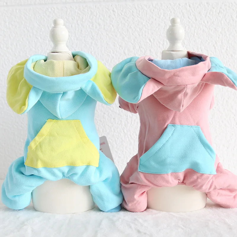 Осень зима 2021 новые собак Комбинезоны с большими ушами Синий Розовый Цвета от Xs