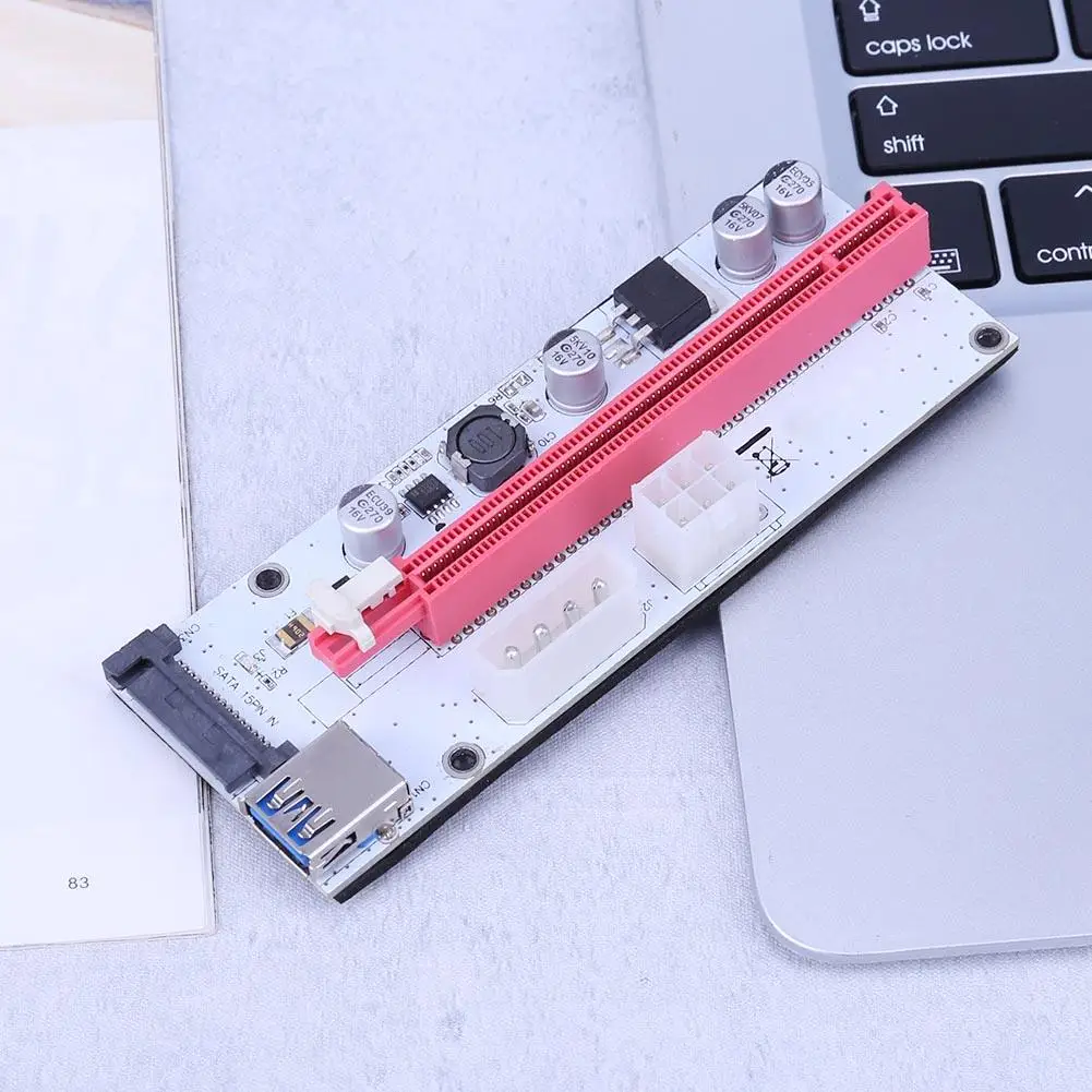 

Mining Kit with Power Cable Red Miner Machine PCI-E 1X to 16X Graphics Extension Cord Expand Riser Card Adapter