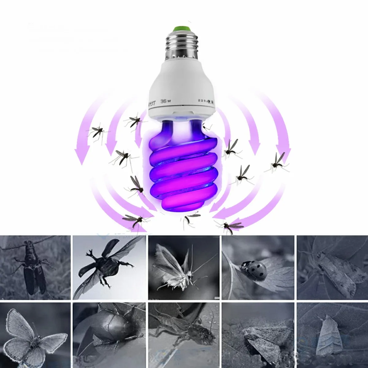 

Ultraviolet BLB Black Light Blue Bulb UV Lamp 15W 20W 30W 36 40W Fluorescent Detection Lamp E27 220V Violet Lure Lamp