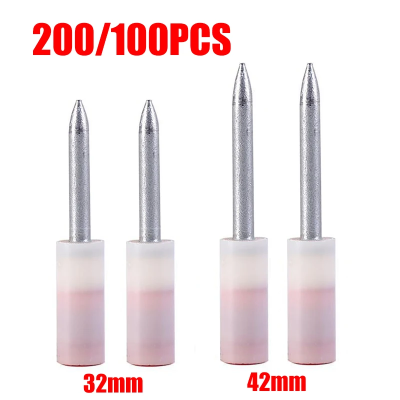

200/100PCS 42/32mm Nail Gun Fire Nail Naked Nail for Manual Steel Nails Gun Accessories for Ceiling Fire Pipes Guardrails Piling