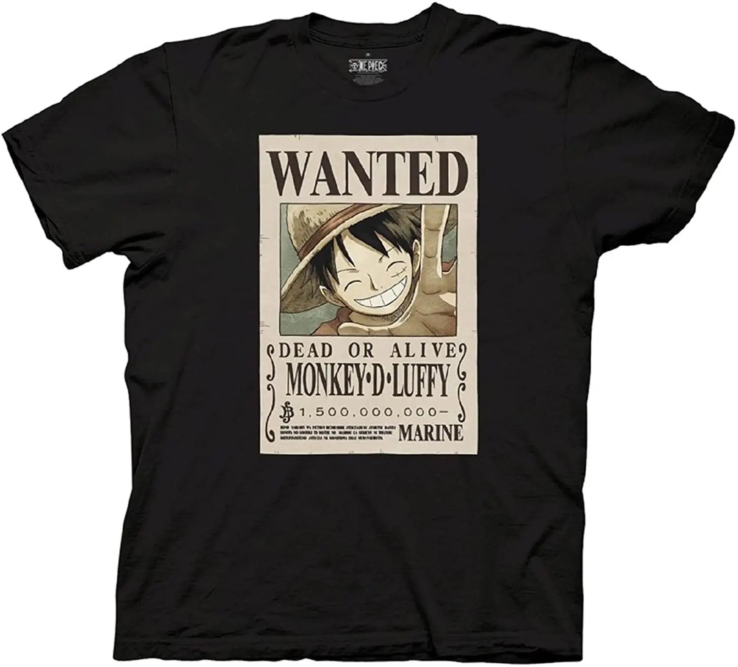 

Ripple Junction One Piece Luffy Full Wanted Poster Anime Adult Short Sleeve T-Shirt