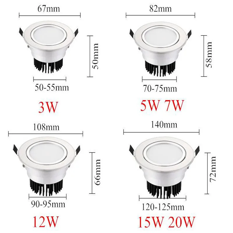 Atenuador de luz foco Led Cob para interiores, lámpara de luz de AC85-265V, 5w7w9w12w15w, de aluminio