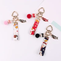 cute japanese lucky cat corgi lanyard keyring womens keychian bag backpack clothes pendant for airpods case car keychain gifts