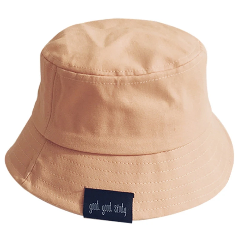 

Toddler Kids Sun Protection Bucket Hat Letters Label Solid Color Fisherman Cap U90E