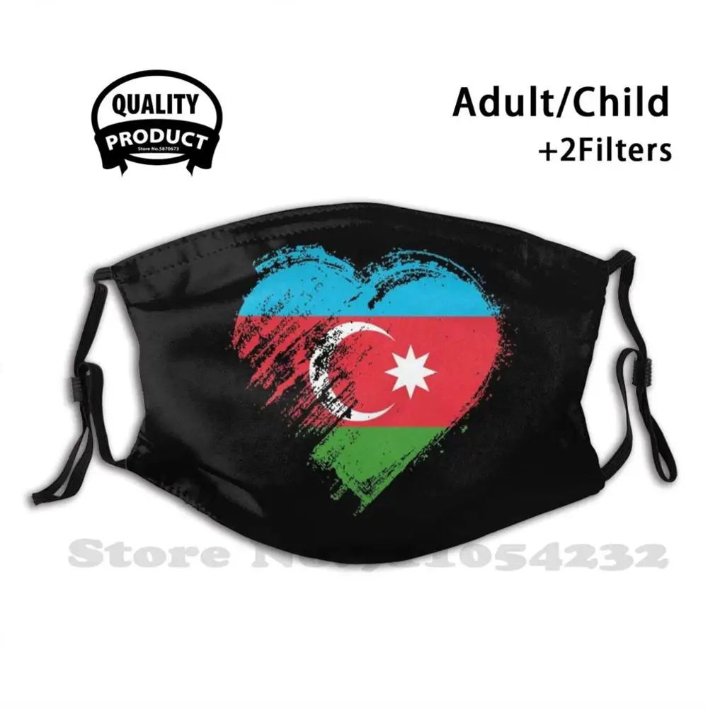 Фото Гранги Я люблю азербайджанское сердце флаг сделай сам взрослые дети маска на рот