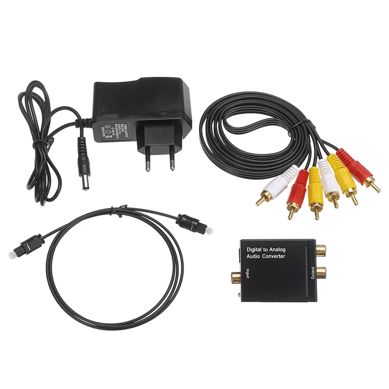 

Pohiks Digital to Analog Audio Converter Adapter Set 5V 1A Digital Toslink / SPDIF Power Supply Cinch Cable Audio Accessories