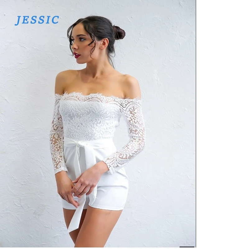 JESSIC 2019 женское однотонное Кружевное боди с длинным рукавом сексуальный