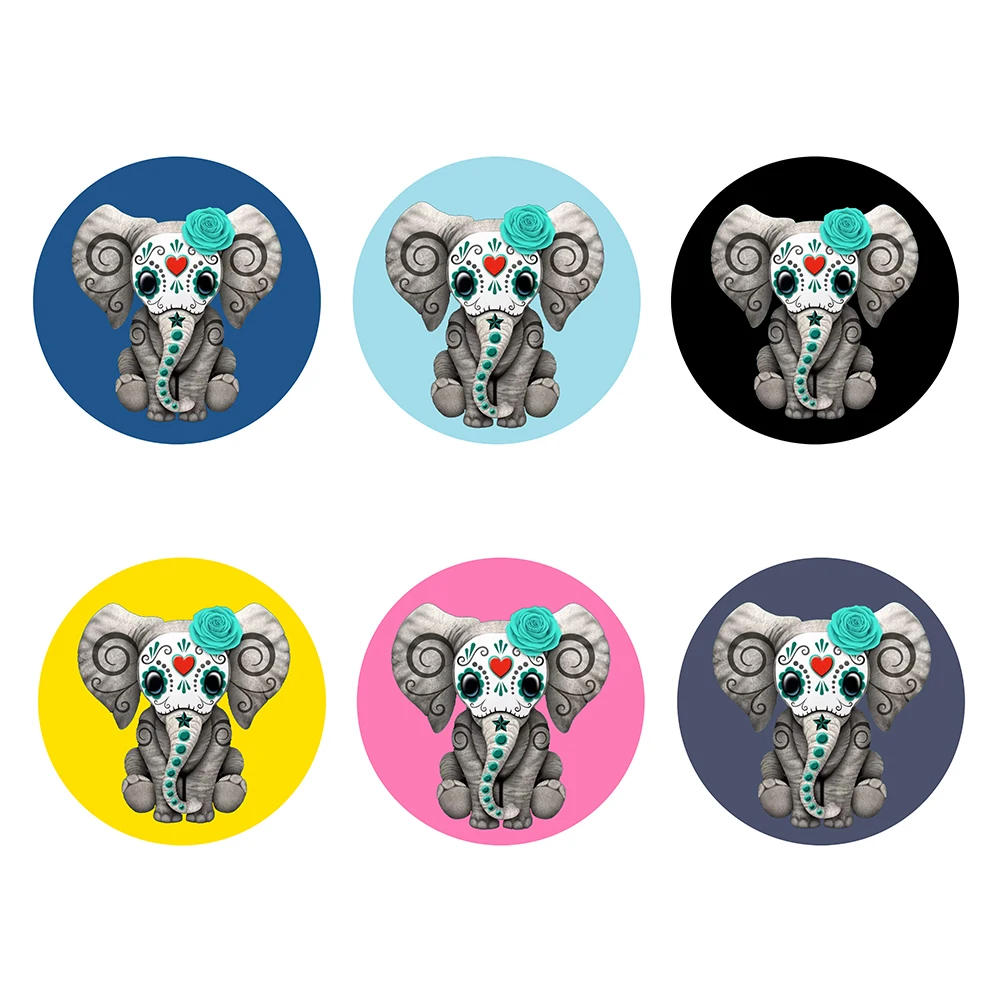 

6Pcs Bottle Mat Day of the Dead Sugar Skull Elephant Print Bar Coaster Table Cup Holder Drink Place-mat Mat Tabletop Custom Set