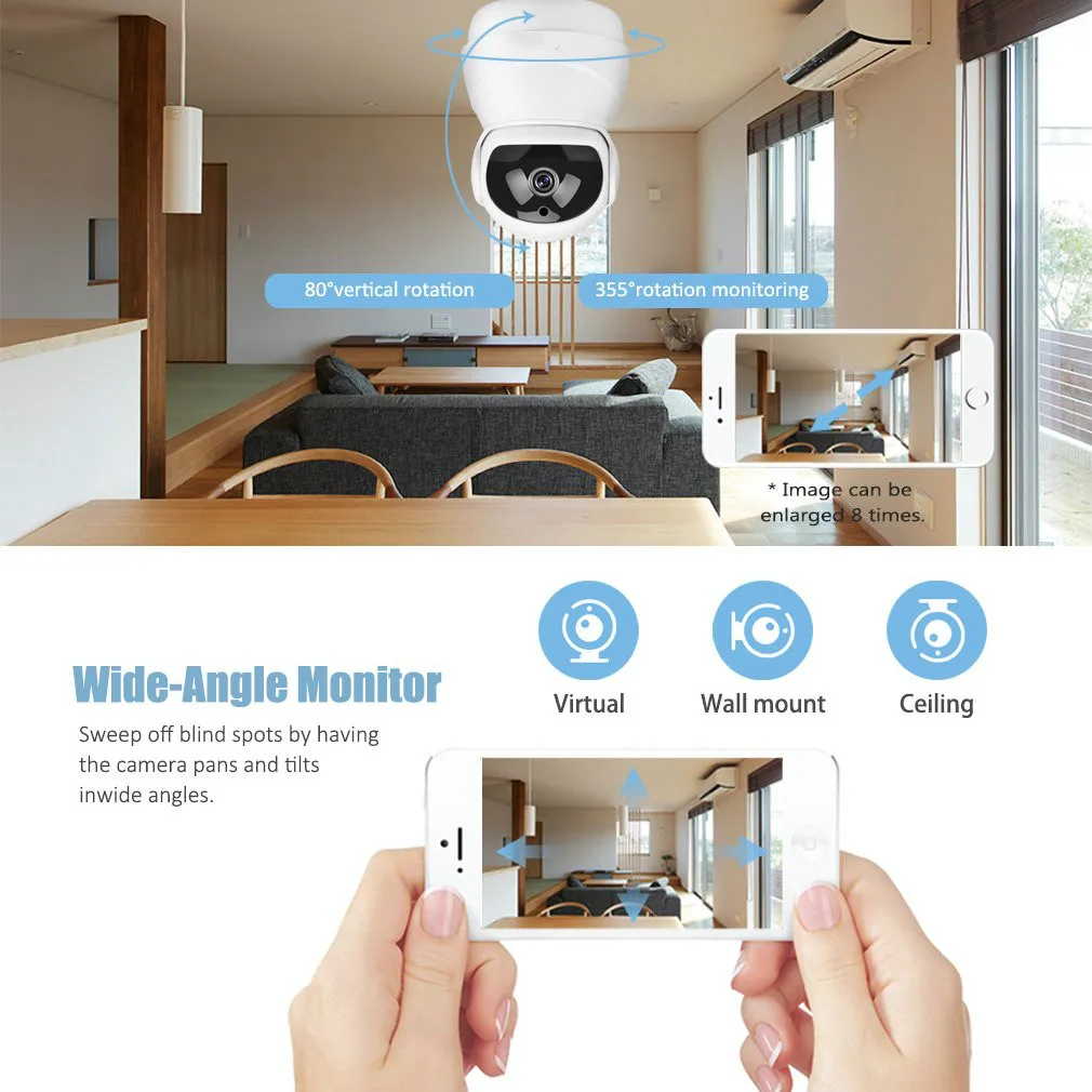 1080P IP Камера 360 градусов панорамный Wifi “рыбий глаз” с Ночное видение