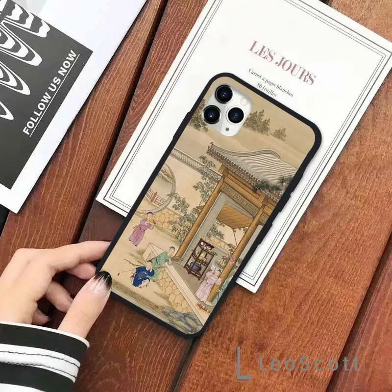 

Art chinese style retro illustration Phone Case for iPhone 11 12 pro XS MAX 8 7 6 6S Plus X 5S SE 2020 XR cover funda coque