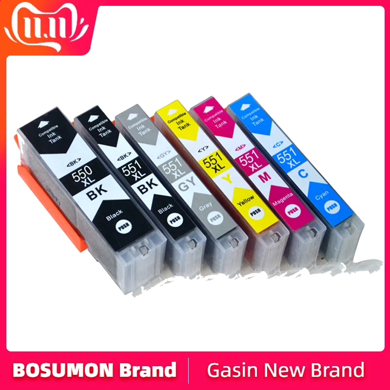 Сменный чернильный картридж Gasin 550XL 551 XL для Canon PGI-550XL PGI550 PGI 550 CLI551 PIXMA IP7250 MG5450 |