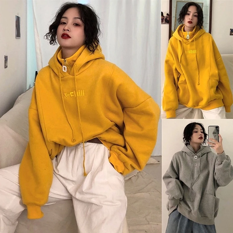 

Hoodies Women Autumn Winter Trendy Korean Style Casual Ulzzang High Quality Streetwear Soft Loose Solid Womens Clothing