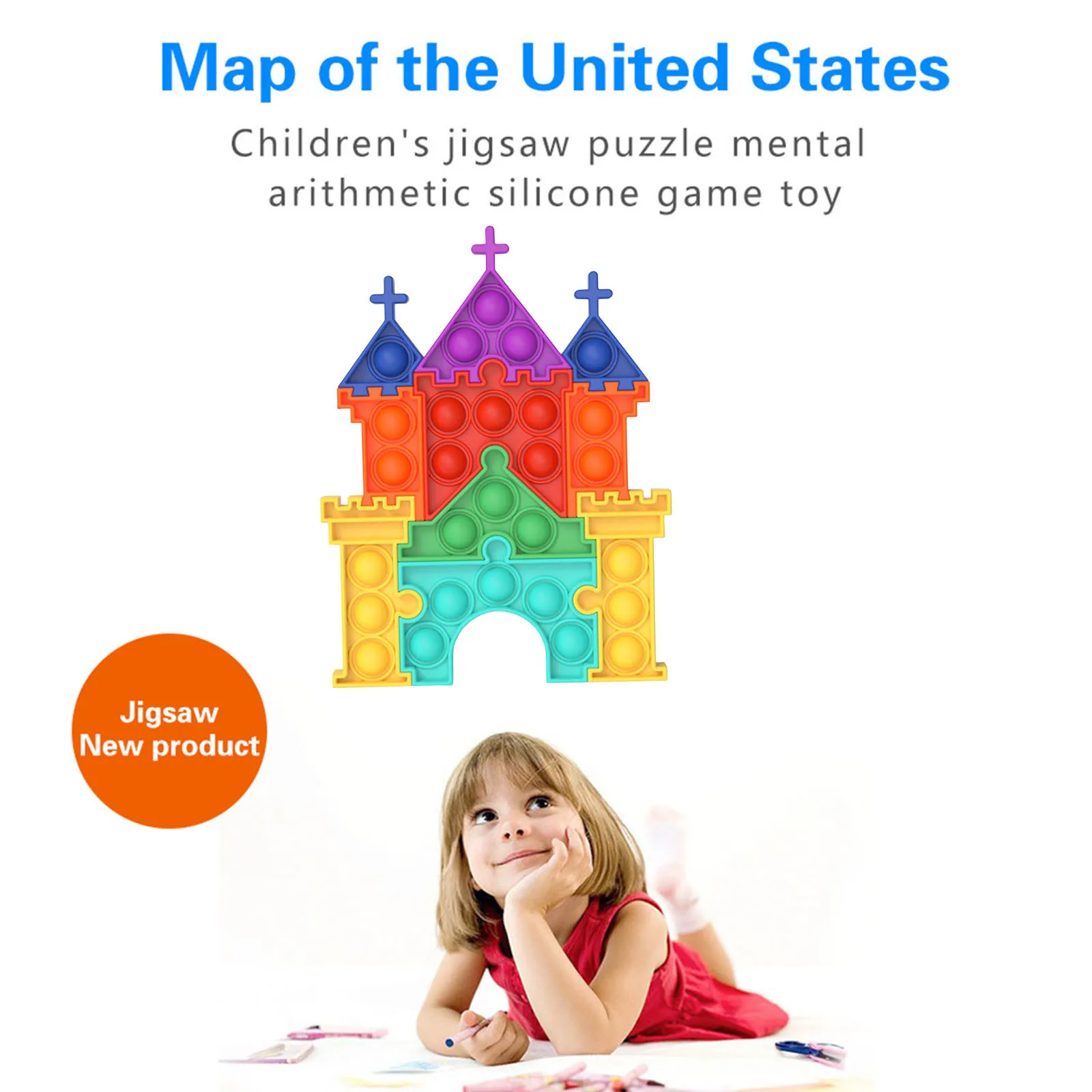 

Popular Stress Relieving Fidget Game Cartoon Castle For Kids Adults Anxiety Autism Splicing Silicone Toy