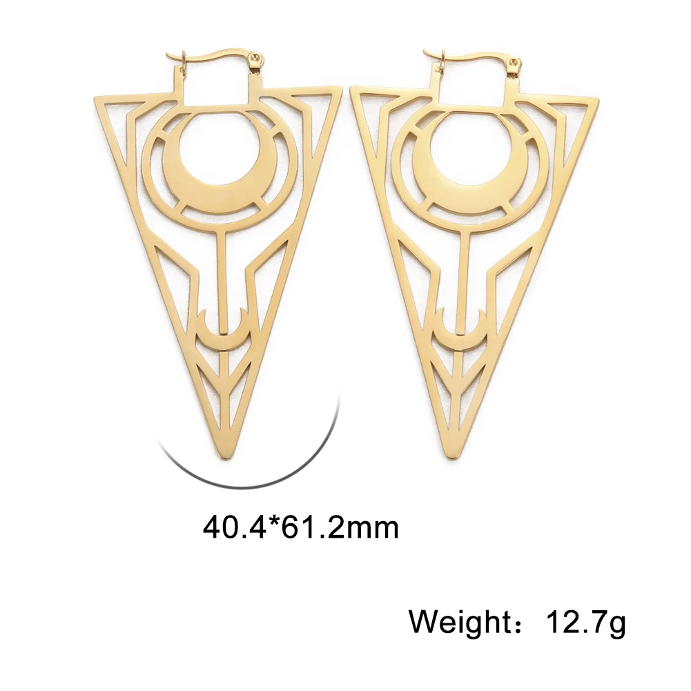 Skyrim Punk Geometric Moon Triangle Earrings for Women Stainless Steel 2022 Vintage Gothic Jewelry Gift Friends | Украшения и