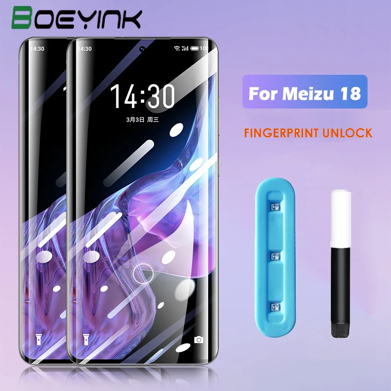 

UV Glue Tempered Glass For Meizu 18 Pro 5G Screen Protector UV Liquid Full Cover Tempered Glass Film For Meizu18 Pro 18Pro 5G