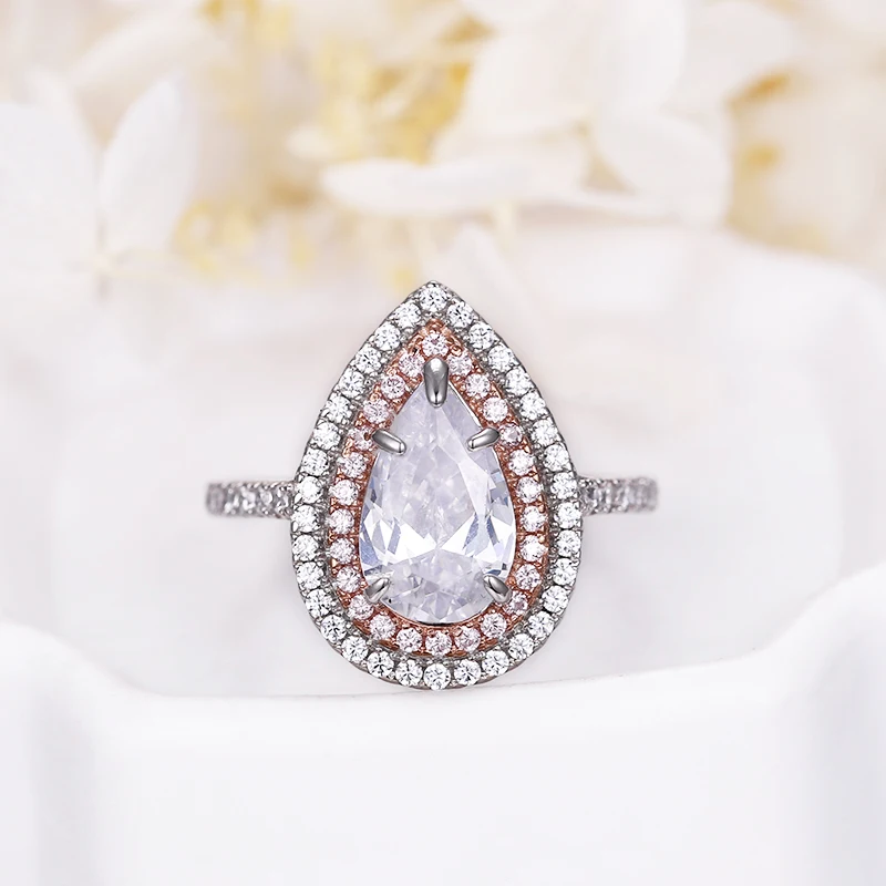 ANGELFRIGG 100% 925 пробы серебряные кольца на палец для женщин с грушей капли воды CZ