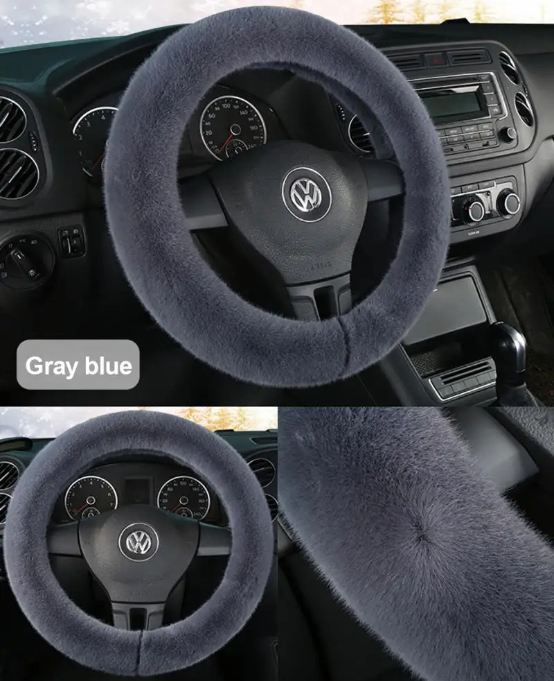 

Car Steering Wheel Cover Winter Universal Hand Brake Gear Position Gear Natural Plush Cover Car Interior Accessories Covers