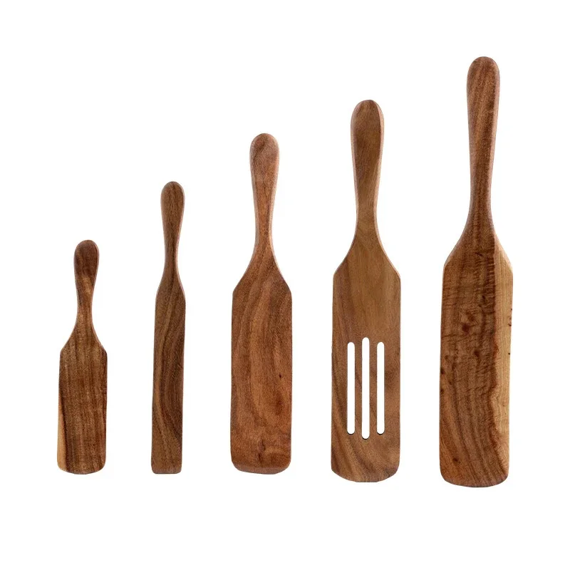 

HOONRA Pure Natural Teak Wood Non-Stick Pan Salad Spatula Stir Fried Sauce Spatula Solid Wood Butter Knife Fried Egg Spatula