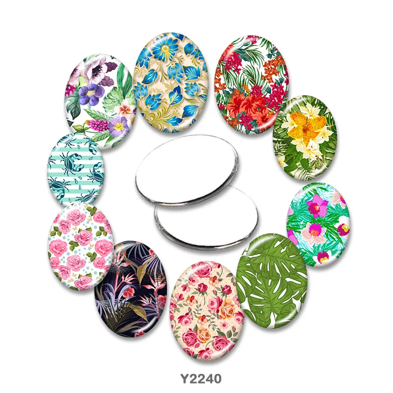 

Flower Oval glass cabochon 13x18mm/18x25mm/30x40mm flat back Making findings TRY2240