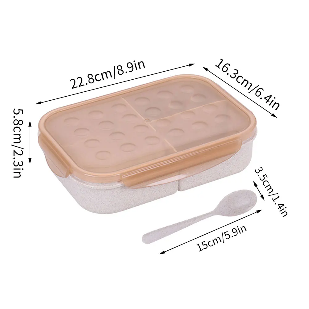 

Leak-Proof Lunch Box Wheat Straw Dinnerware Portable Food Storage Container Children Kids School Office Bento Box 3style