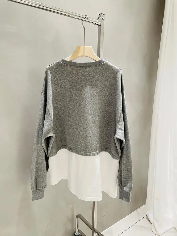 Female Oversized Sweatshirt Woman Korean Fashion Streetwear Women Pullovers Patchwork Harajuku Women Sweetshirts Ladies Tops