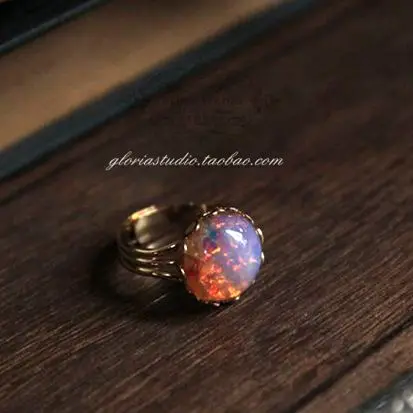 

Custom Gloria Studio Fairyland Western Antique Opal Gemstone Crown Ring Vintage