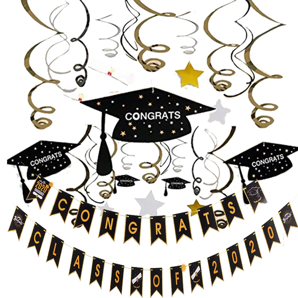 2 шт. Выпускной баннер с 30 подвесной декоративный бандаж congrats класс 2020 печать