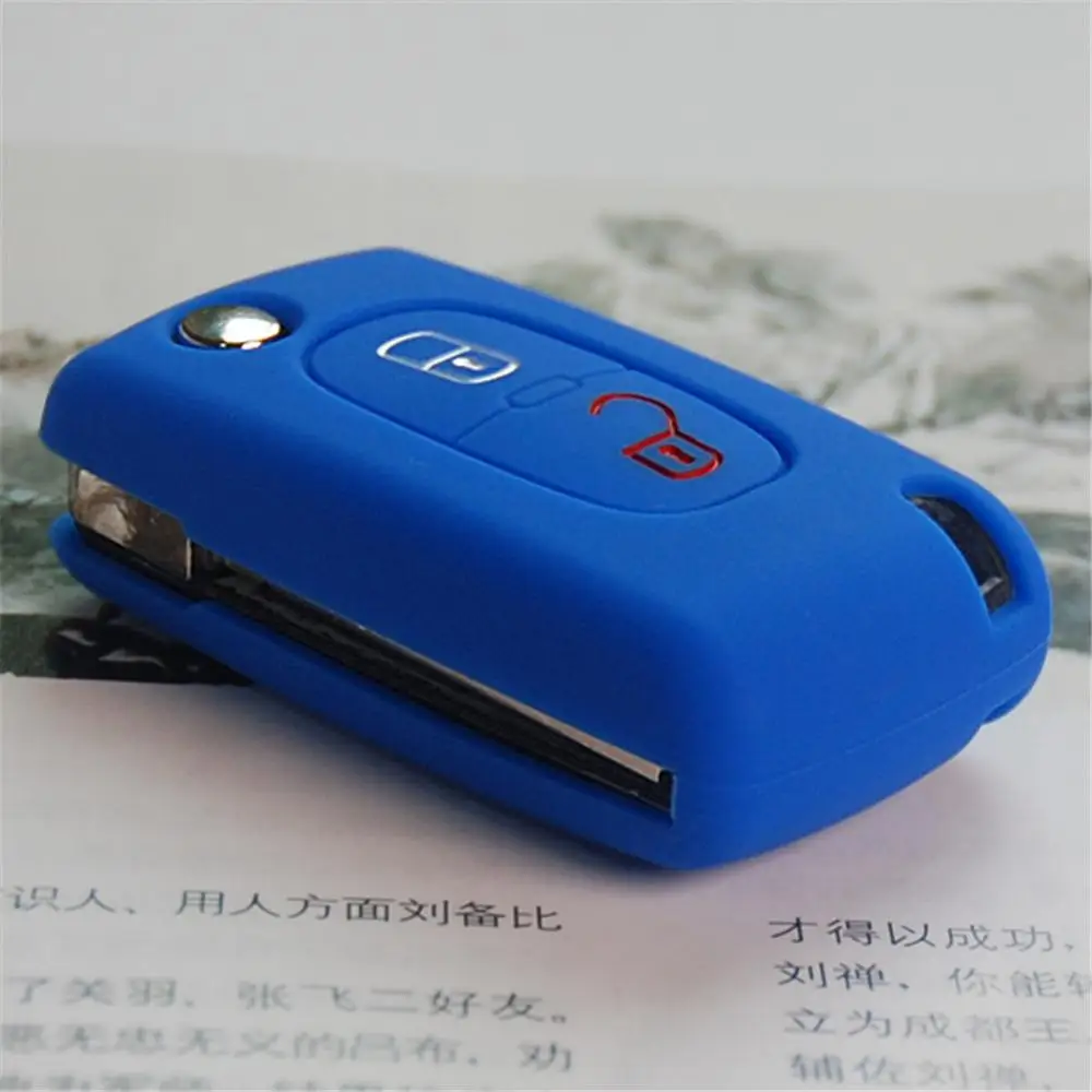 Складной 3-кнопочный силиконовый чехол для ключей Peugeot 308 307 207 206 защитный с