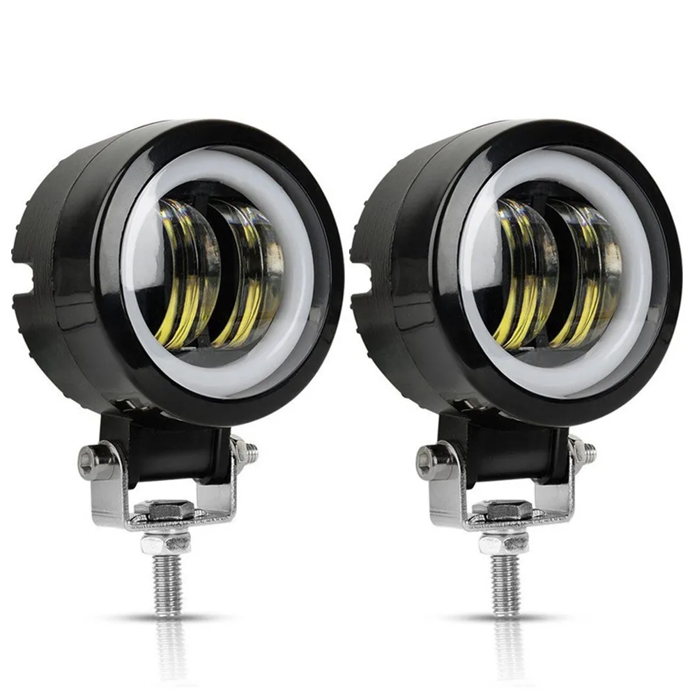 

Pair White Halo Angel Eye LED Spot Light Motorcycle Headlight Driving Fog Lamp Round Angel Eyes LED Lights