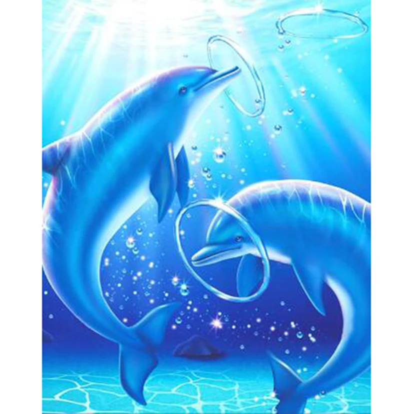 

Diamond Painting 5D DIY Square/Round Diamond Animal Painting Sea Dolphin Beauty Picture Embroidery Artwork Decoration TX582