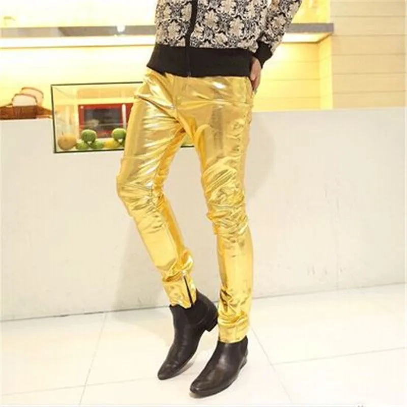 

Casual leather pants men's slim feet pants Korean style motorcycle men's trendy leather pants Autumn and winter PU leather trous