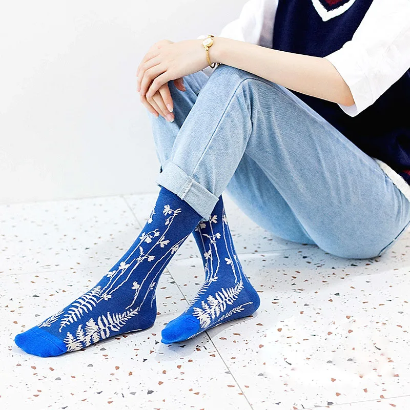 

5 Pairs Lot Men Fashion Printing Harajuku Cotton Leisure Sports Running Crew Socks Women Cool Funny Hip-hop Casual Long Socks