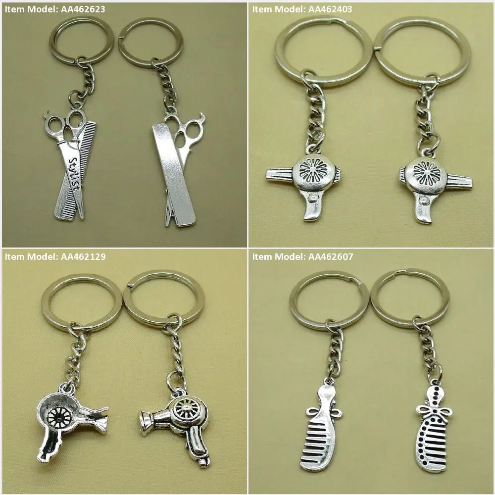 Брелок для ключей гребень Ножницы стрижка волос сумка подвески Цепочки Кольца