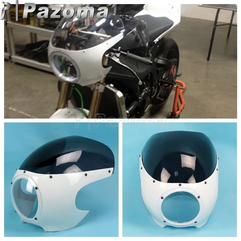

White Smoke Motorcycles Classic Drag Cafe Racer Fairing Viper Windshield Windscreen 5-3/4" Headlight