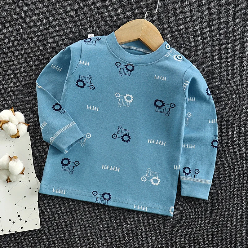 Boys Girls Cartoon Long Sleeve T Shirts Summer Baby Boys Cotton Clothes T Shirts Children Printed Tops Tees Kids Clothing 18M-5T - Цвет: 01