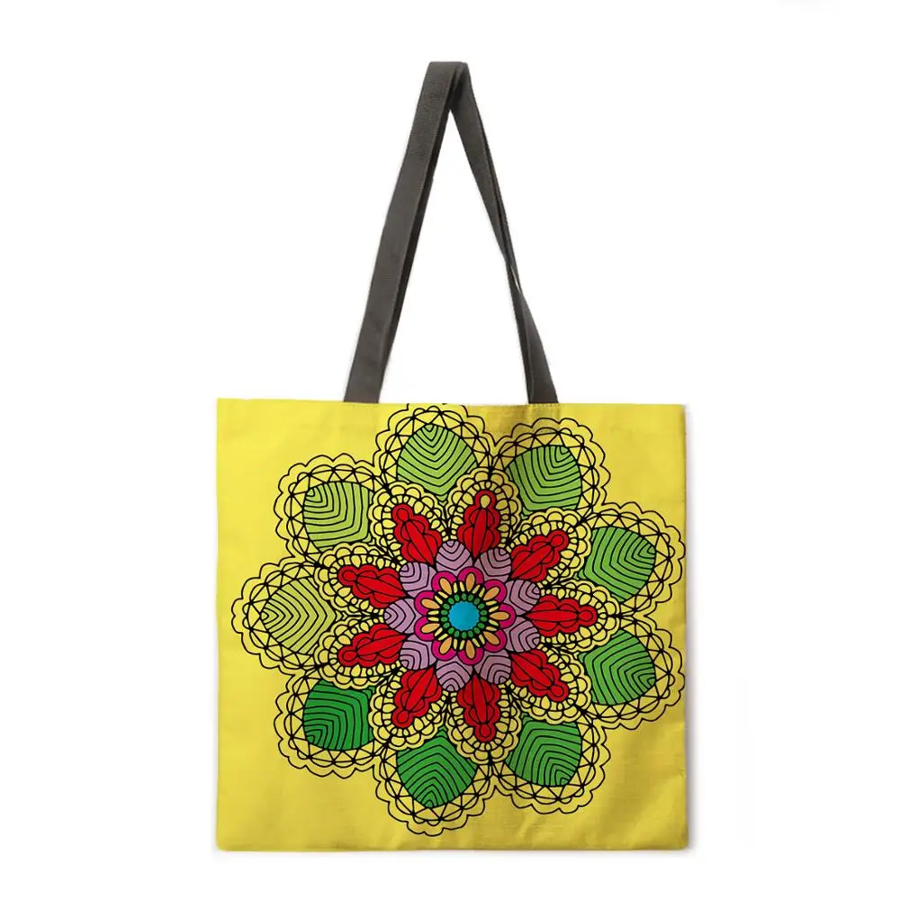 

Oil Painting Printed Linen Shopping Bag Ladies Shoulder Bag Foldable Shopping Bag Beach Tote Bag