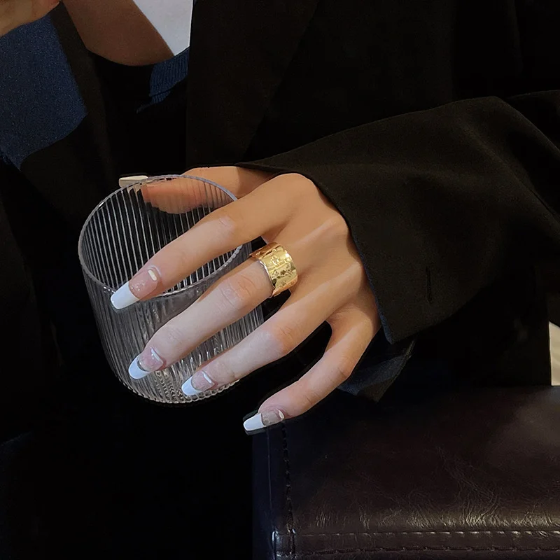 

Ins Fashion Temperament Personality Wide Face Star Gold Ring Women's Open Index Finger Ring With Zircon On Sale