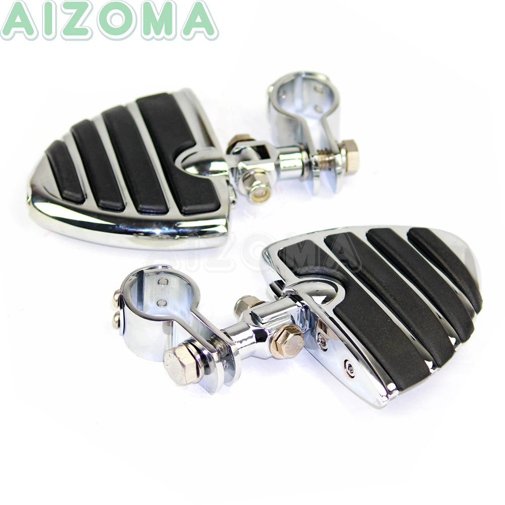 Universal Motorcycle Driver Rider Footpegs Wing Footrests w/ Mount Clamp For Harley Sportster Suzuki M109R M90 Honda Shadow 750 |