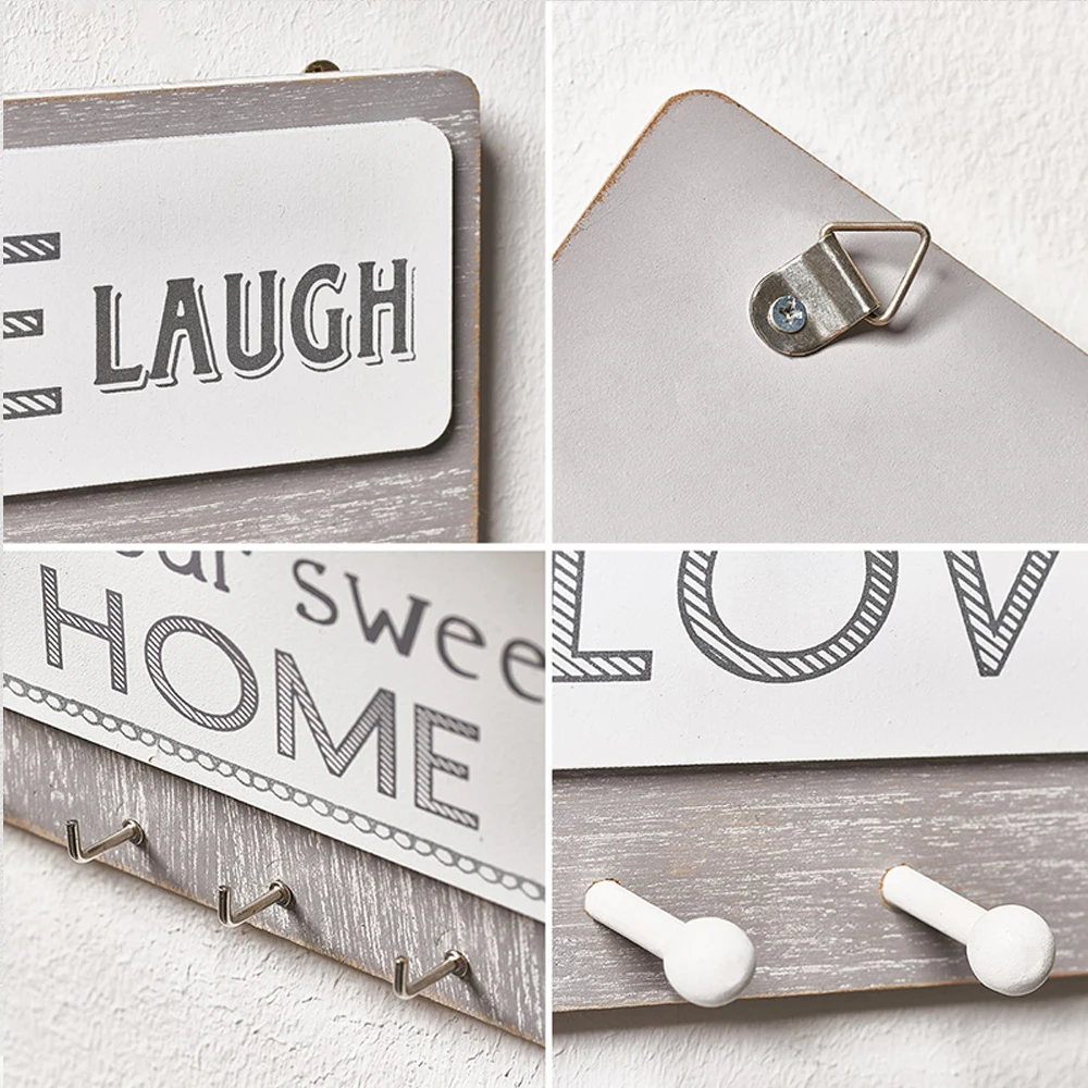 

Wall Hanging Wood Key Hanger Holder Coat Hook Vintage Hallway Home Space Saving Small Bedroom Door Back Decorative Room Rack