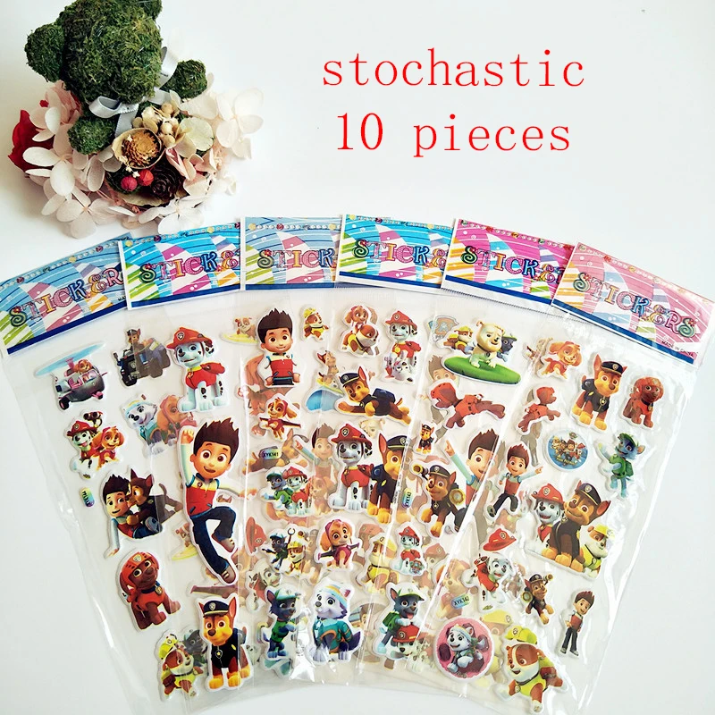 10 шт./компл. игрушечные наклейки в виде лап патруля 3D Детские Мультяшные Стикеры с