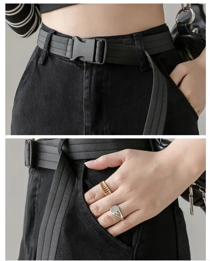 

Woman Jeans High Waist Boyfriend Cargo Pants Women With Belt Black Jeans Y2k Vintage Femme Pantalon Spring 2021 Women's Fashion