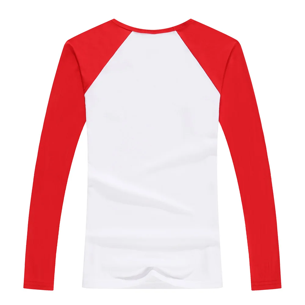 Красные футболки милая модная футболка для девочек осенняя из лайкры с длинными