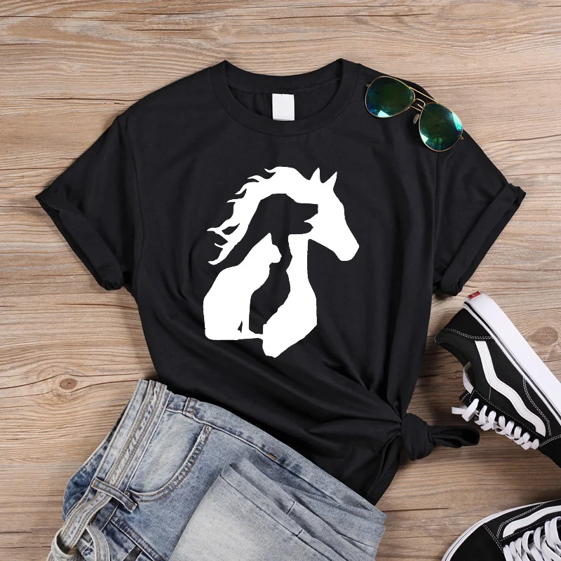 Женская футболка ONESME с принтом в виде животных для LOVER Horse собак кошек