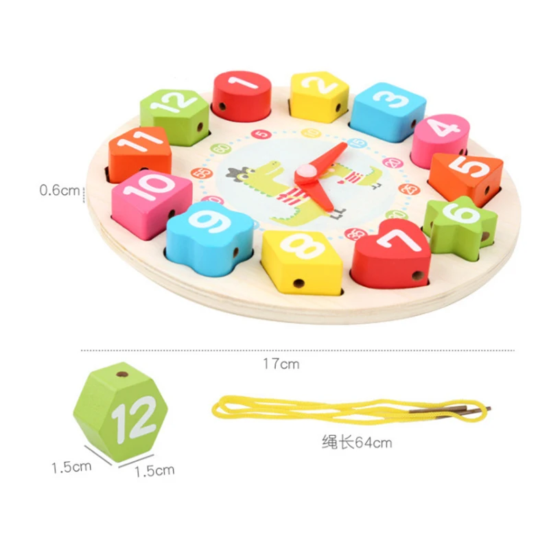 Дошкольные математические игрушки Монтессори детские цифровые часы деревянные